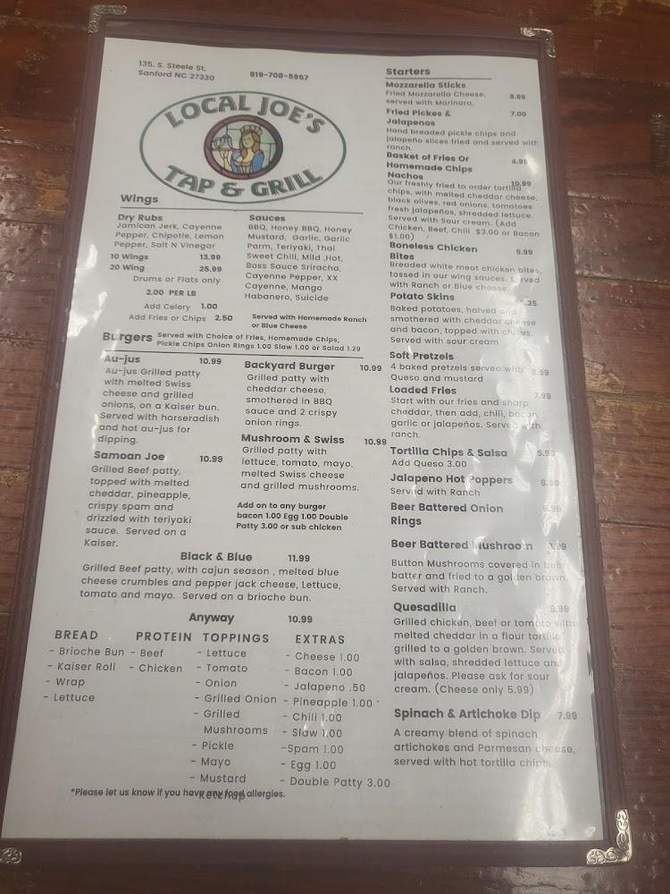 Local Joes Tap & Grill Menu image 2